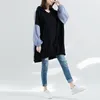 Johnature Frühling Plus Streifen Spleißen Kapuze Kragen Hoodies Casual Koreanische Frauen Kleidung Neue Pullover Lange Sweatershirts 201102