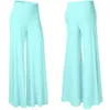 Womens Plus Size High Waist Wide Leg Maxi Long Pants Solid Color Office Lady Loose Stretch Pleated Palazzo Lounge Trousers S-3X 210915