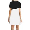 Casual Dresses Splice Mini Dress 2022 Woman Fashion Short Sleeve Nightshirt Ladies O-Neck Loose Summer