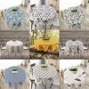 Nordic Style Round Table Cloth Cotton Linen Kitchen Tablecloth Oilproof Decorative Elegant Christmas Tree Pattern Table Cover 201007