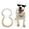 Hundkrafter Leashes Stainless Steel Pet Curb Cuban Chain Collar Luxury 18K Gold Gör ditt utestående mode för katt