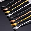 Stainless Steel Square Spoons Long Handle Coffee Cocktail Stirring Spoon Ice Cream Dessert Scoops Home Kitchen Supplies BH5141 TYJ