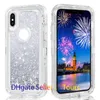 Vätskesvicksand glitter telefonfodral för iPhone 15 11 12 13 14 pro max 14plus 13mini xr xsmax 8plus se stötsäkert tre lager tungt skyddande hårt täckning