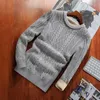 Winter Men Sweater Plus Velvet Keep Warm Arrival Slim Thick Male Pullover Sweater Teenage Boys Korean Style M37 211008