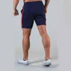 Side Striped Ademend Running Shorts Mannen Sneldrogende Workout Bodybuilding Gym Shorts Sports Jogging Pocket Training Shorts G1209