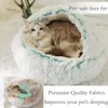 Warm Cat Cave Bed Hooded Donut Cozy Soft Plush Dog Bed Self Warming Cuddler Sleeping Bed Nest for Small Medium Dogs Cats Puppies 210722