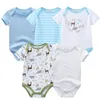 5PCS/LOT Baby Rompers 2021 Short Sleeve 100%Cotton overalls Newborn clothes Roupas de bebe boys girls jumpsuit&clothing 210309