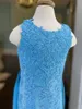 Kids Lace Applique Romper with Detachable Chiffon Overskirt 2021 Sheath Lilac Blue Girl Pageant Wear Dress Jewel Neck Zipper Back