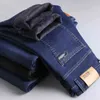 Jean Slim pour hommes, bleu chaud, noir, Style classique, extensible, coupe cintrée, épais, à la mode, marque masculine, G0104, nouvelle collection hiver 2021