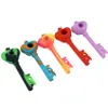 tobacco pipe silicone hose joint oil rig Heart key pipes wax burner length 4.1" with glass bowl