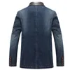 Męskie Garnitury Blazers Denim Blazer Moda Mężczyzna Slim Fit Casual Coat Kurtka Mężczyźni Jesień Zimowy Kostium