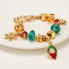 Link Chain Christmas Jewelry Charm Big Hole Bechs Bracelet Garland Small Bell Snowflake Acessórios Pingenda