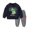 Mudkingdom Little Boys Pants Set Long Sleeve Cute Cartoon Print Funny Casual Wear Pure Cotton Fashion Kids Clothes 210615