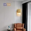 Art Deco LED Postmodern Stainless Steel Crystal Golden Clear LED Lamp LED Light Wall lamp Wall Light Wall Sconce For Bedroom 210724