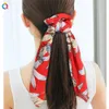 Women Scrunchie Ribbon Elastic HairBands Bow Scarf Printing HeadBand for Girls Ladies Hair Ropes Ties
