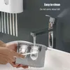 AHAWILL Portaspazzolino ad adsorbimento magnetico montato a parete con 2 erogatori di dentifricio Accessori per il bagno con custodia a perforazione libera 211130