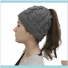 Copricapi Atletico All'aperto Come Sport All'aperto Berretti Cappelli invernali per maglieria Cappello da donna Ragazza da donna Stretch Knit Messy Bun Holey Warm Caps Dr