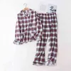 Sexy Red Plaid 100% Bawełna Piżama Zestaw Jesień Plus Size Casual Kobiet Z Długim Rękawem Piżamas Homewear Sleepwear 210809