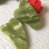 DIY Naturel Xiuyan Stone Vert Jade Guasha Gua Sha Board Massager pour la thérapie Scrapping Jade Roller