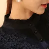 Women Lace Embroidery Blouse Feminine Black Lace Primer Long Sleeves Shirt Plus Size 3XL TOPS BLOUSE 210308