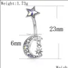 Navel Bell Button Rings Body Sieraden Luxe Designer Merk Gold Moon Star Belly Ring AB Rhinestone Ontwerp Piercing Drop Leverings 2021 7TDF