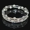Bracelet en strass pour femmes exquises, bracelet multicouche, manchette de bras, couleur argent, cristal, bijoux de vacances, cadeau Q0719