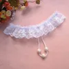 Kvinnor Lace Panties Öppna Crotch Thong G-strängar med pärlor Massaging Bead Crotchless Erotic Underkläder för underkläder