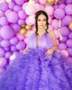 2021 Lavender Ruffle Plus Size Pregnant Ladies Maternity Sleepwear Dress Nightgowns For Photoshoot Lingerie Bathrobe Nightwear Baby Sho 211I