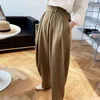 Vintage marron épaissir pantalon de costume pour femmes automne hiver mode taille haute droite Harajuku Harem pantalon vêtements coréens 211112