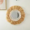 Boho Raffia Cotton Rope Makeup Mirror Home Decor Wall Hanging For Living Room Decoration Bedroom Baby Nursery Gift