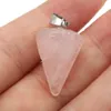 Chakra Natural Stone Charms Cone Shape Pendulum Rose Quartz Lapis Lazuli Turquoise Opal Pendant DIY for Necklace Earrings Jewelry Making 15x25mm