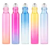 Glass Bottle 100pcs 10ml Gradient Color Stainless Steel Roller Ball perfume Bottles Portable Travel Container Refillable Empty Bottleing