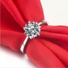 Cluster Rings Genuine 18K 750 White Gold Ring Snow Flake Style Fabulous 0.5Ct 5.0mm D Color Diamond Women Female Wedding Edwi22