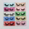 3D Faux Mink Lashes Cruz Cruz Natural Eyelashes Falsos 10 Par / Set Eye Lash com Colorful Eyeysh Packaging Box Ferramentas de Maquiagem