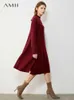 Minimalismus Winter Anzüge Für Frauen Mode Kausalen Solide Oneck wadenlangen Pullover Kleid Weibliche Jacke Kniited Mantel 12030298 210527