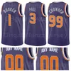 Maillots de basket-ball sérigraphiés Devin Booker 1 DeAndre Ayton 22 Mikal Bridges 25 Chris Paul 3 Cameron Johnson 23 Jae Crowder 99 Noir Violet Blanc Homme Femme Jeunesse