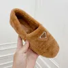 Nieuwe Winter Casual Schoenen Vrouwen Gestructureerde Wol Loafer Stoffen Rubber Middenzool Platte Home Dame Lopen met Doos Size35-40