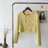 Vestes de vestes féminines automne double tweed jaune tweed manteau en laine de haute qualité