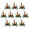 Dekoratif Çiçek Çelenkleri Noel Partisi Hediye Sarma Dekor Yapay Noel Bitki Berry Sahte 10 PCS/Set Çiçek Düzenlemesi Gerçekçi Pin