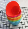 3inch Siliconen Cupcake Liners Mold Muffin Cases Round Vorm Cup Mold SGS Cake Bakpannen Bakware Pasthulppas 8 kleuren DBC DH1353