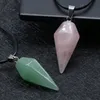 Natürliche Achate Rosa Quarz Anhänger Halskette Opal Point Stein Reiki Heilkegel Kristall Halsketten Pendel Amulett Weissagung