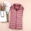 Ultra Thin Down Jacket Light Warm Waistcoat Female Sleeveless Cropped Puffer Vest Lining Woman Winter Coat Spring 211013