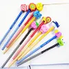 50 Pcslot Wood Gift Pencil With Animals Eraser Head Christmas For Kids Cute Fashion Party Favors School Supplies Y200709