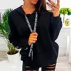 Kadınlar Artı Siz Uzun Kollu Katı Kazak Lady Rahat Sportwear Kış Sıcak Kapüşonlu Hoodies Kazak Tops Eşofman # LJ201103