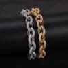 Iced Out Diamond Bracelets Mens Gold Silver Cross Link Chain Bracelet Hip Hop Jewelry