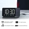 Fanju FJ3211 FM Radio LED Digital Klocka Dubbel Larm Bordsdisk Klocka Projektor USB Väckarklocka med Time Projection Snooze 211112