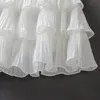 Summer Women Elasticity Waist Mini Skirt Ladies Chiffon Skirt Ladies Casual Cake Skirts Black White Femme Pleated Skirts 210306