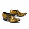 Pointu de 6,5 cm orteil talon de la cheville dorée bottines hommes zip haut augmentation de la fête des hommes et chaussures de mariage 3503