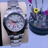 Deenu1-New Men 's Automatic Mechanical Watch Black Ceramic Bezel 40mm 패션 흰색 디스크 팔찌 접이식 걸쇠 작업 풀 쌍식 시계 방수 Luminous