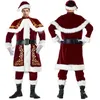 M-XXXL traje de Natal de luxo Papai Noel para adultos roupas vermelhas divertimento em seu vestido de festa de natal